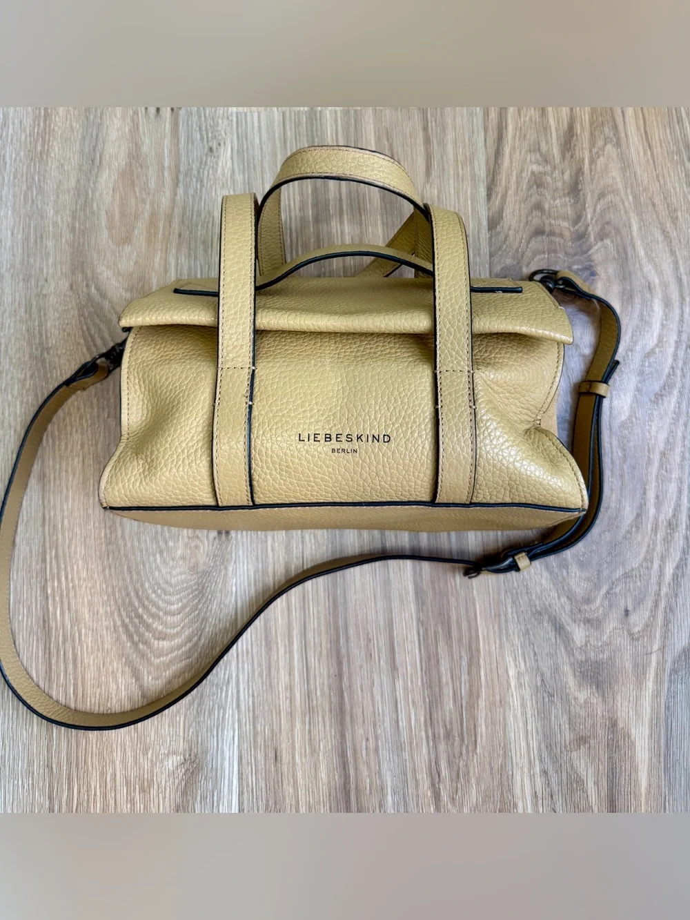 Liebeskind Berlin Trudie XS Pebbled Leather Satchel Crossbody Bag Curry